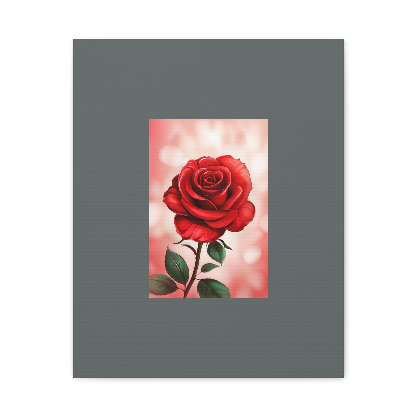 Red Rose Vertical Matte Canvas Print — Romantic Floral Wall Art