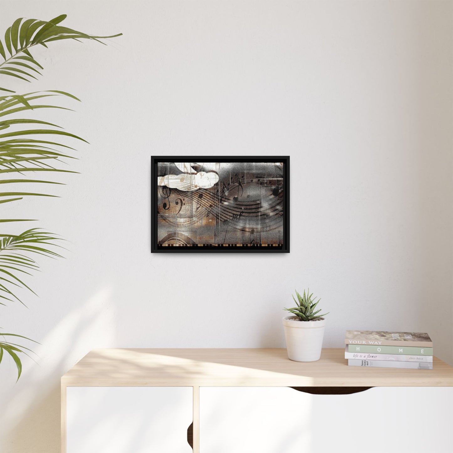 Framed Music Notes Canvas Print — Abstract Vintage Piano & Sheet Music Wall Art