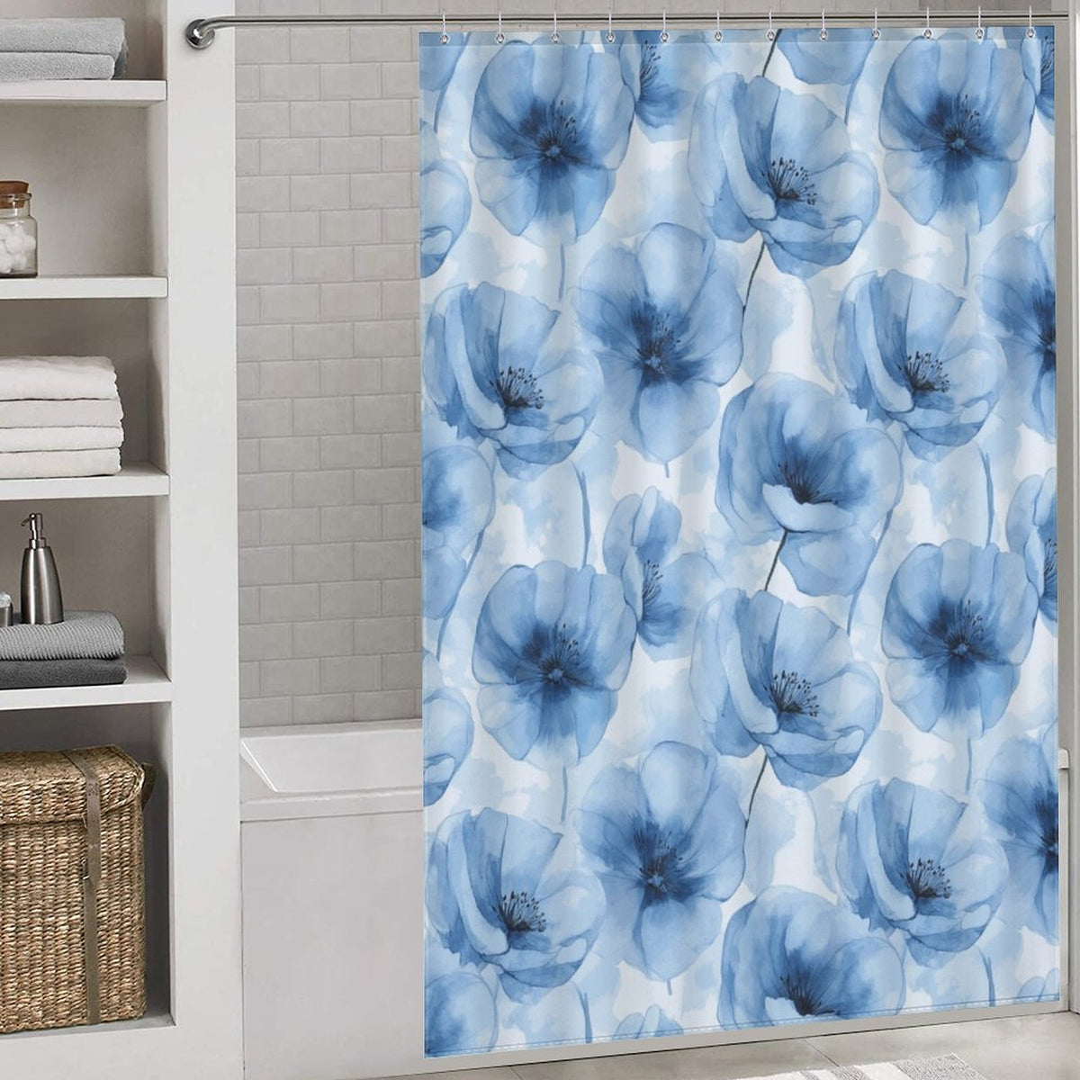 Blue flower curtain