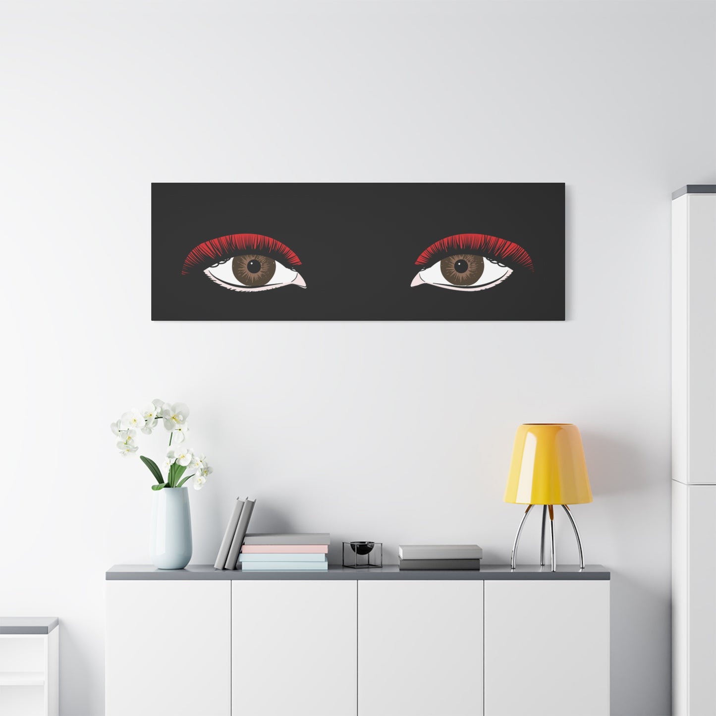 Red Lashes Wall Art Canvas — Glam Eyes Makeup Decor