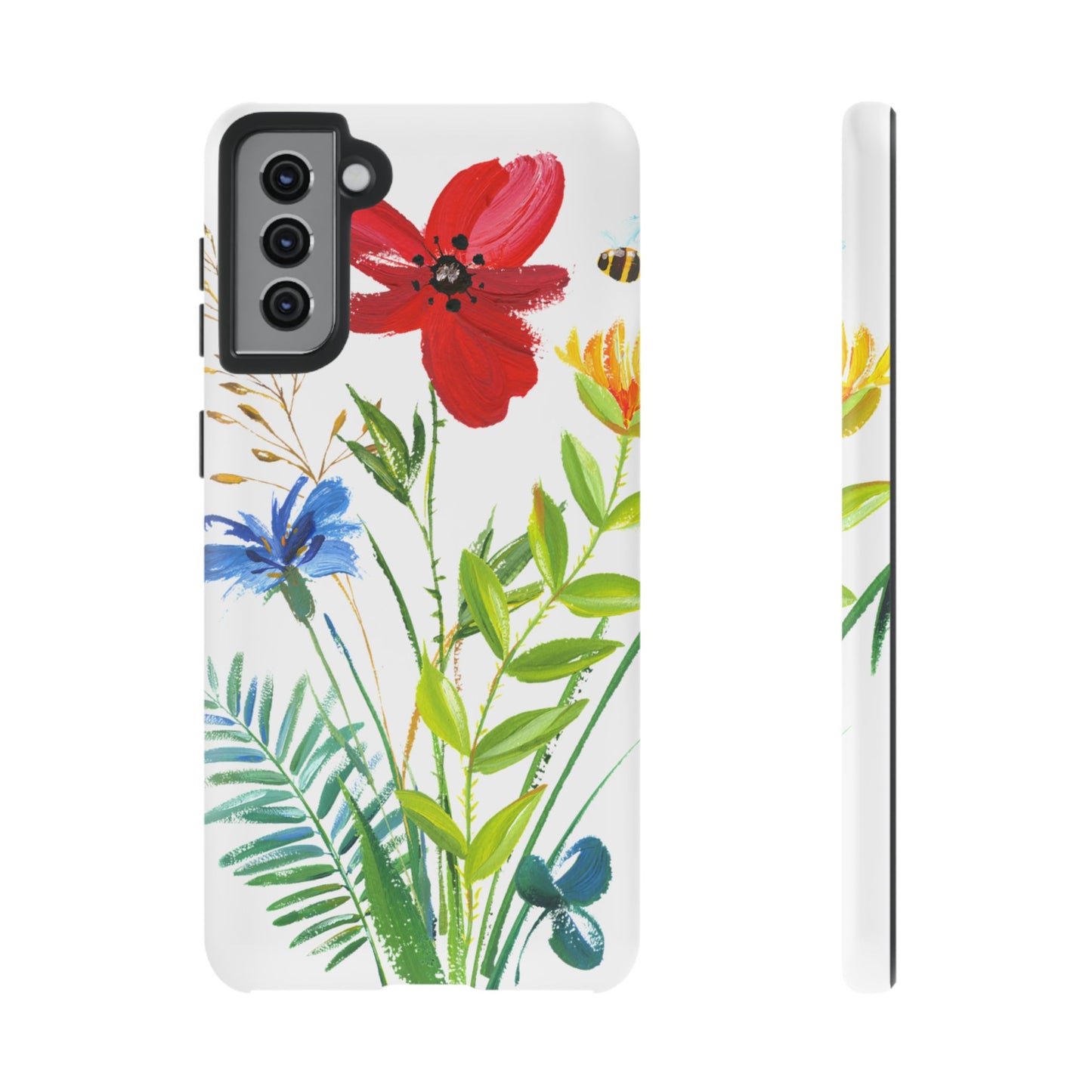 Floral Watercolor Tough Phone Case — Wildflower Bouquet Protective Cover