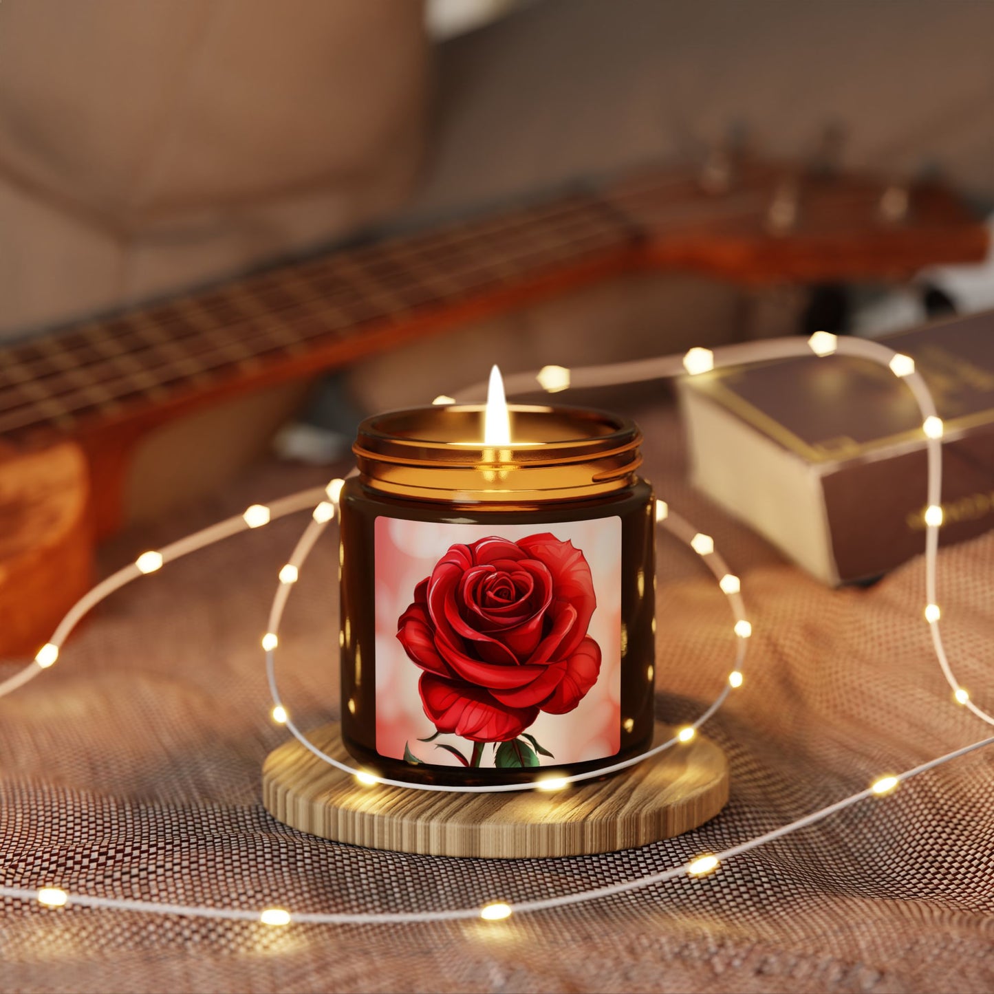 Rose Scented Soy Candle — Amber Jar (Multiple Sizes)