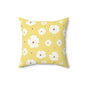 Floral Yellow Square Pillow – Cozy Home Decor, Gift for Her, Spring Accent, Mother's Day, Tropical Vibe