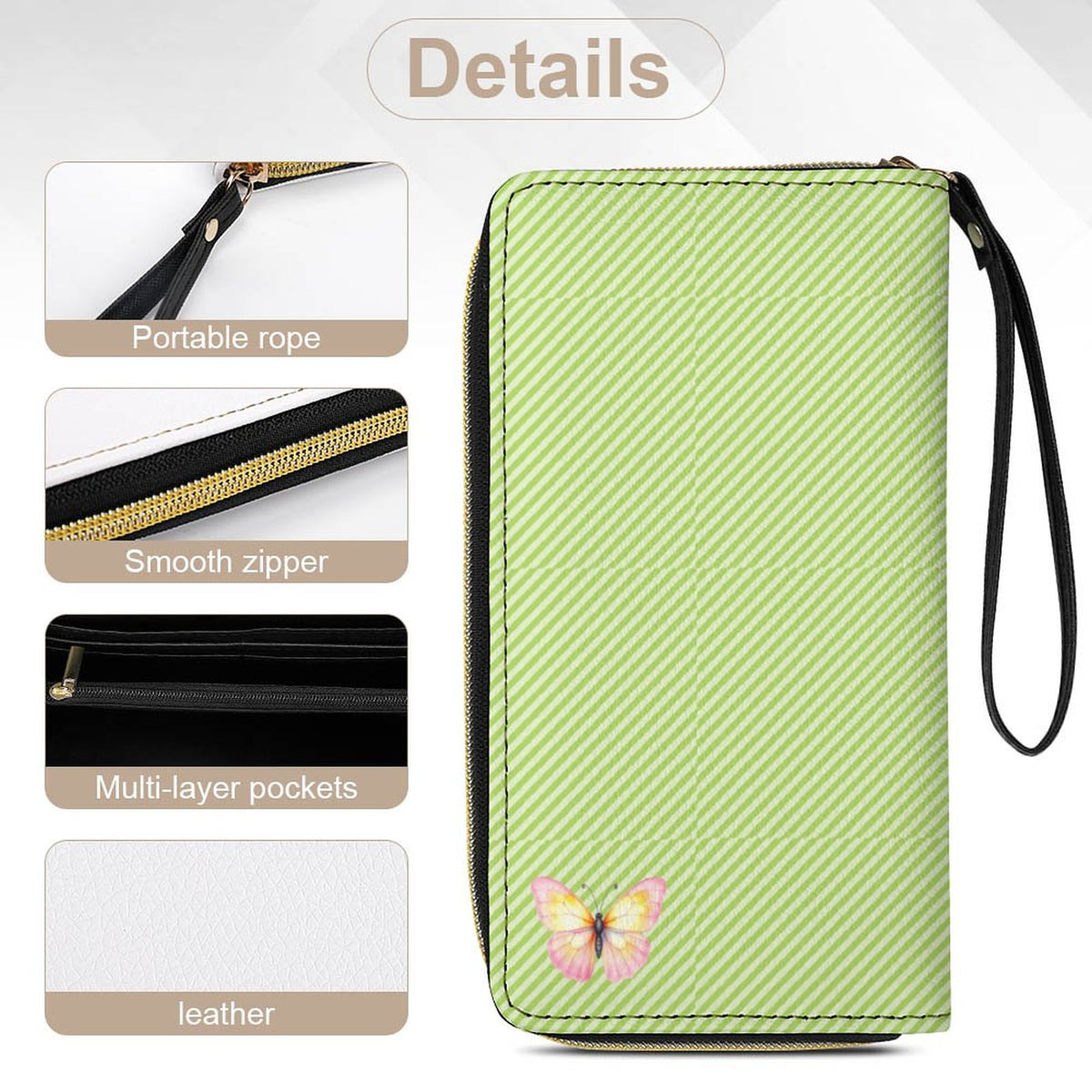 Leather Wallet with Wristlet Strap