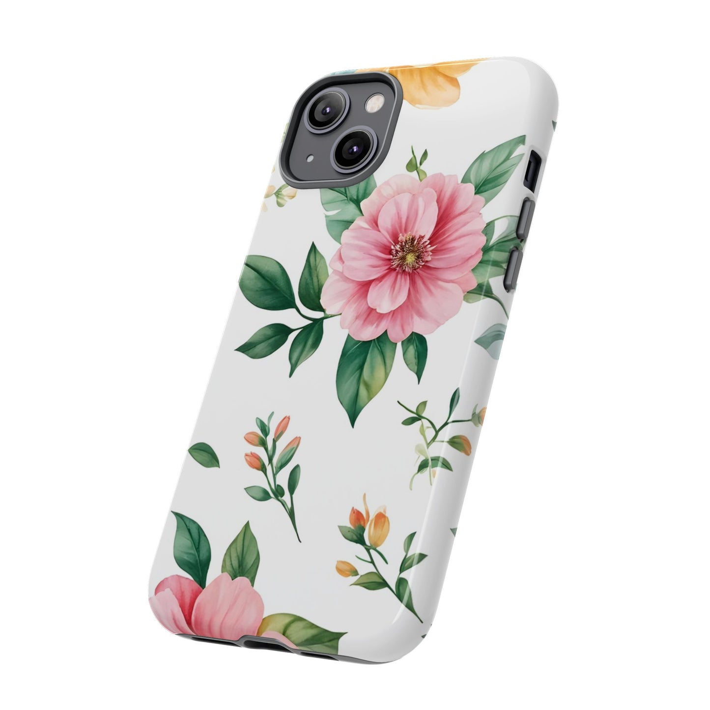 Floral Tough Phone Case — Pink Peony Protective Phone Cover