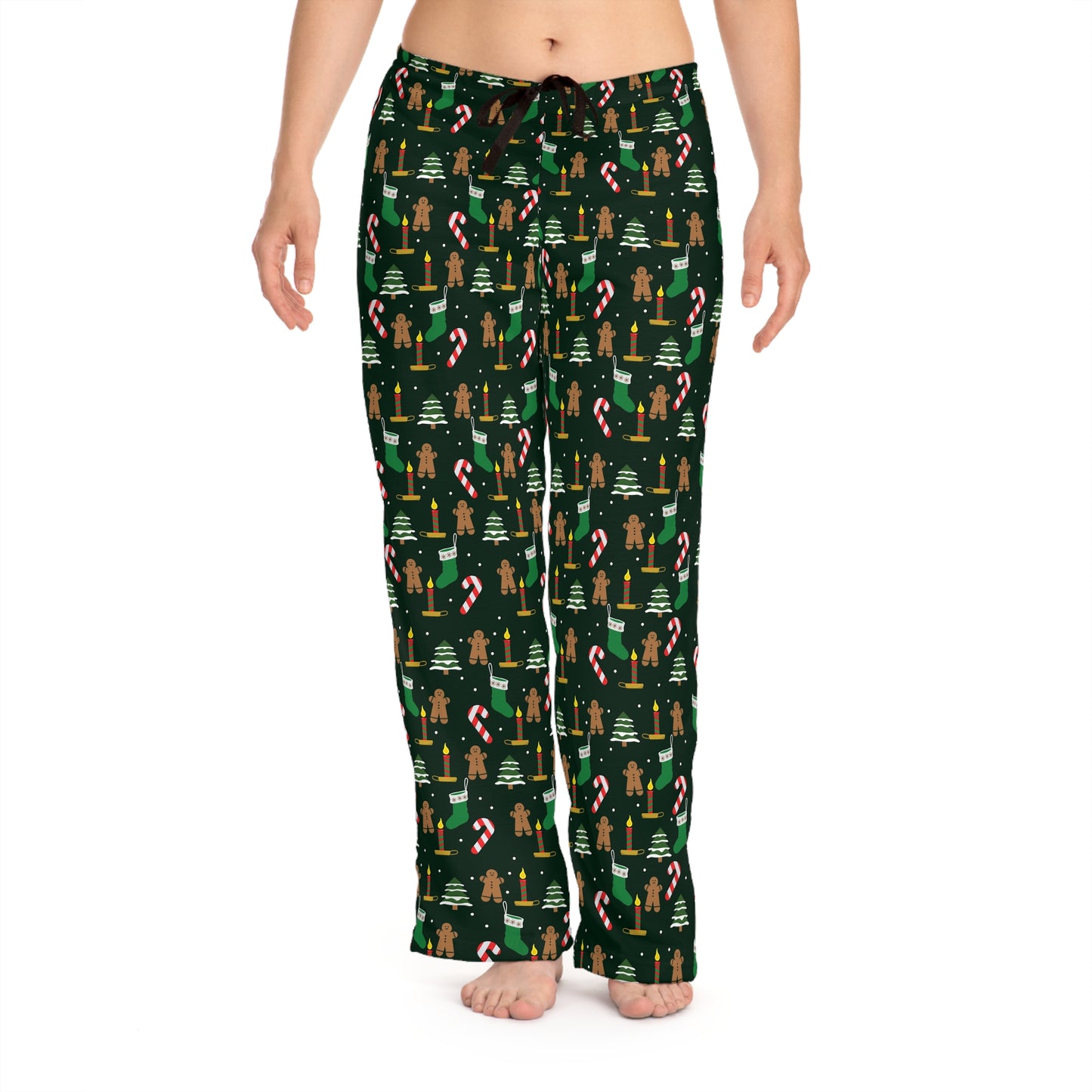 Christmas Gingerbread & Candy Cane Women’s Pajama Pants — Holiday Sleepwear