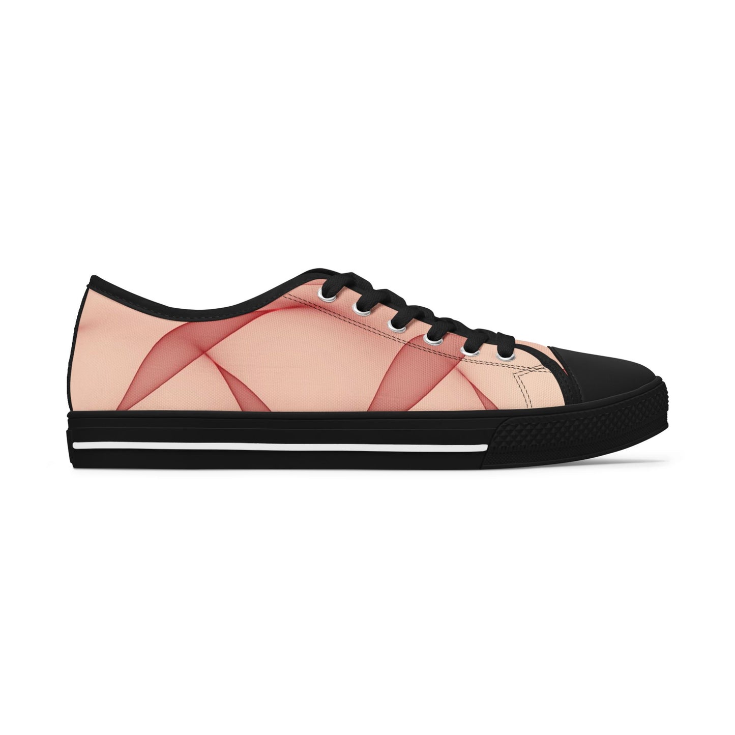 Pink Abstract Wave Low Top Sneakers — Women's Casual Canvas Shoes