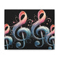 Musical Treble Clef Canvas Wall Art — Pastel Ribbon Notes on Black