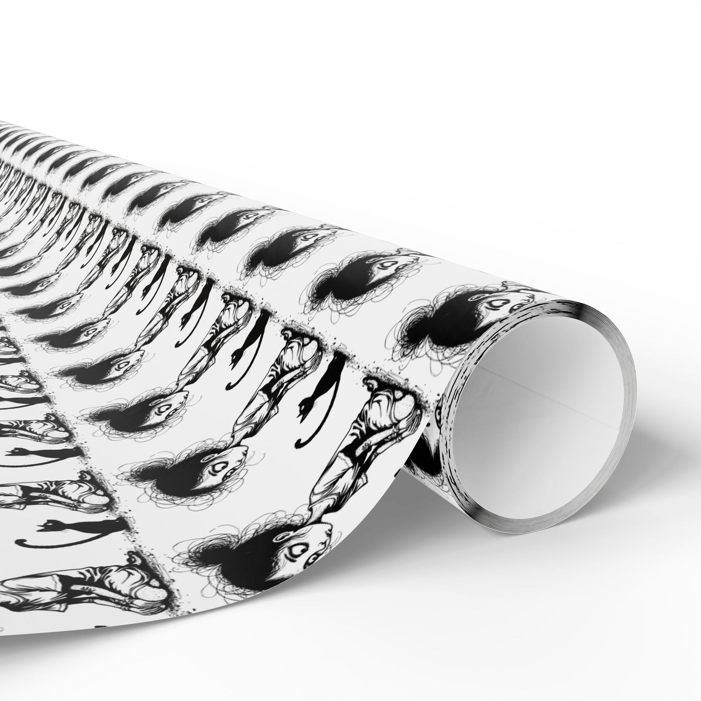 Wrapping Paper Roll — Black & White Repeating Eye Pattern