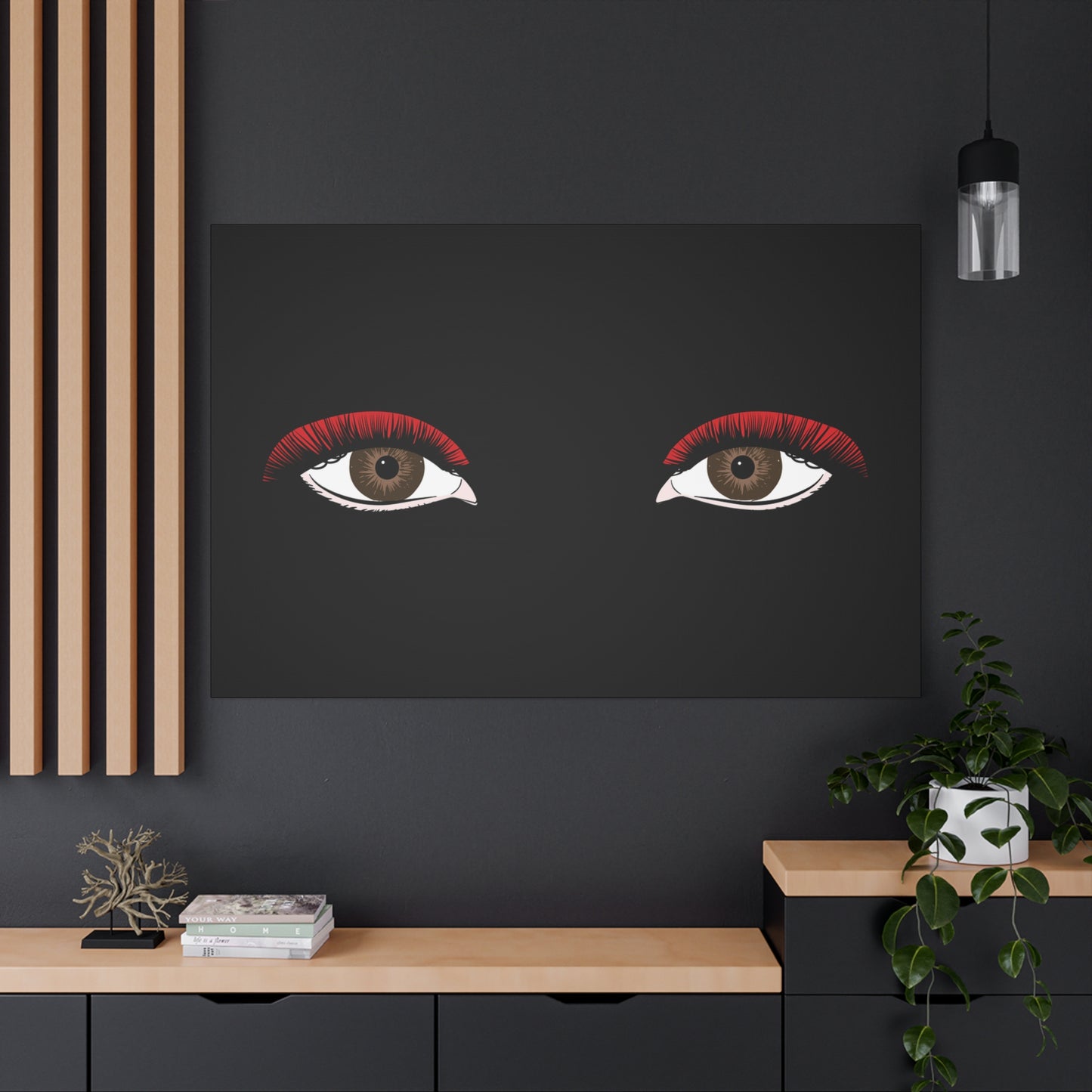 Red Lashes Wall Art Canvas — Glam Eyes Makeup Decor