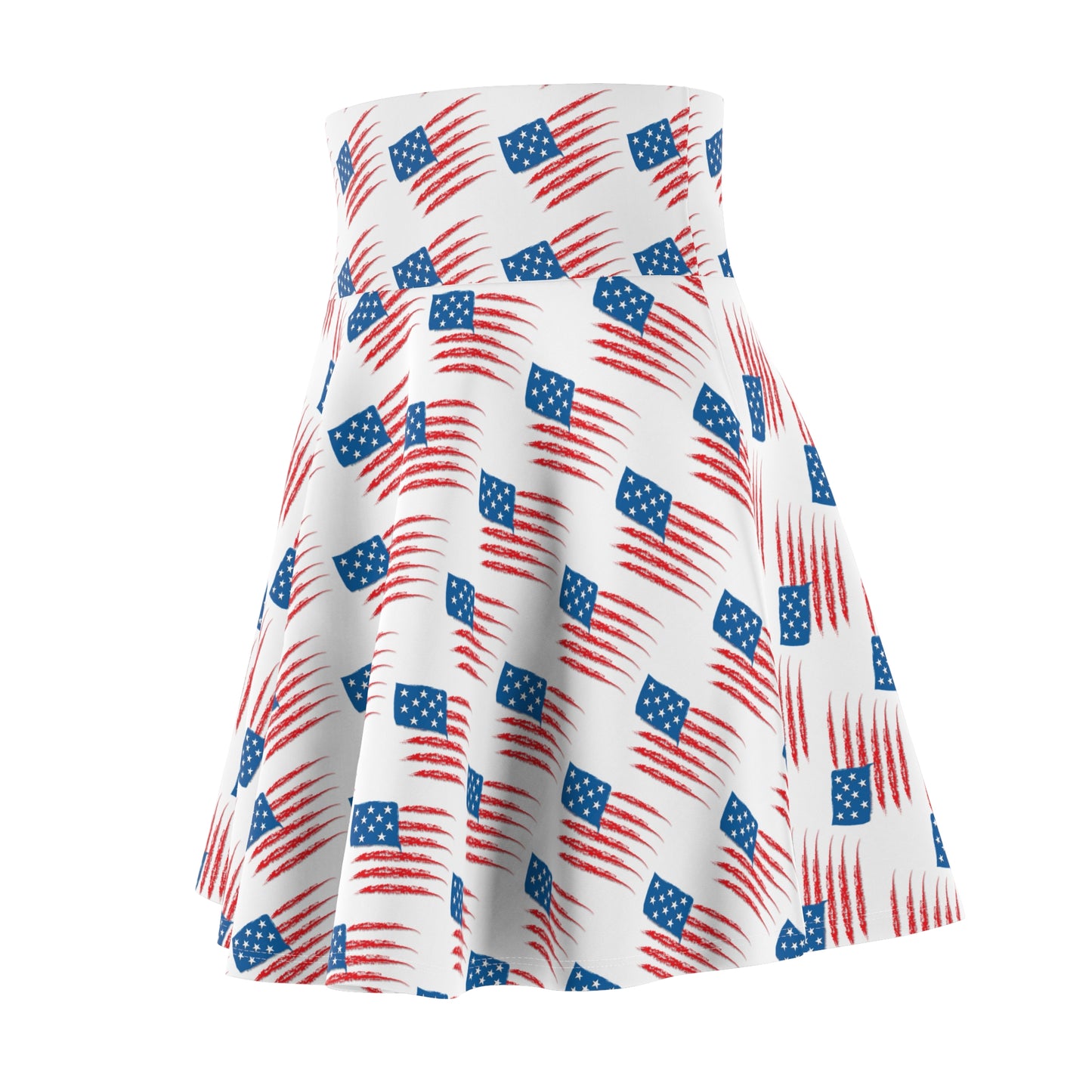 Patriotic Women's Skater Skirt, American Flag Print Skirt