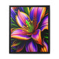 Vibrant Neon Floral Matte Canvas Print — Framed Wall Art