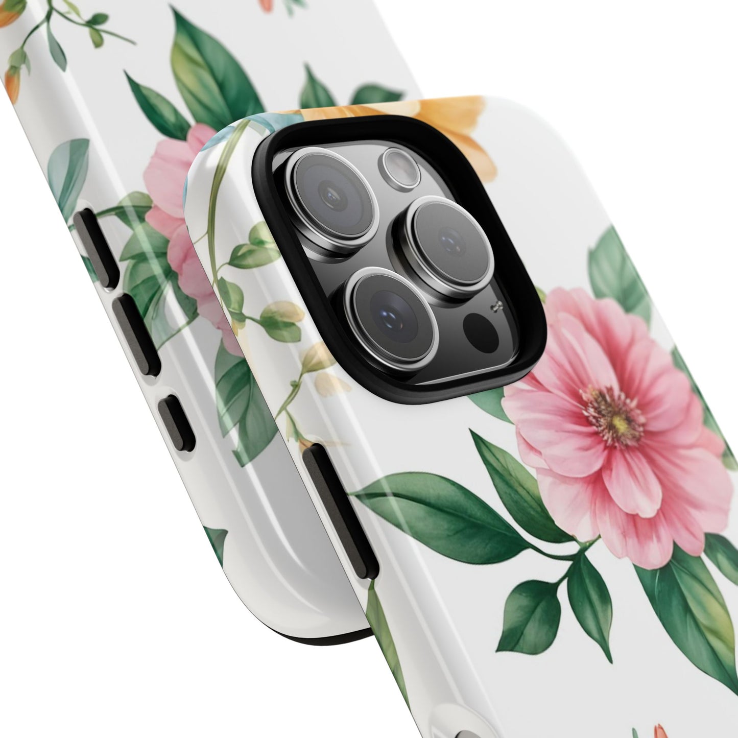 Floral Tough Phone Case — Pink Peony Protective Phone Cover