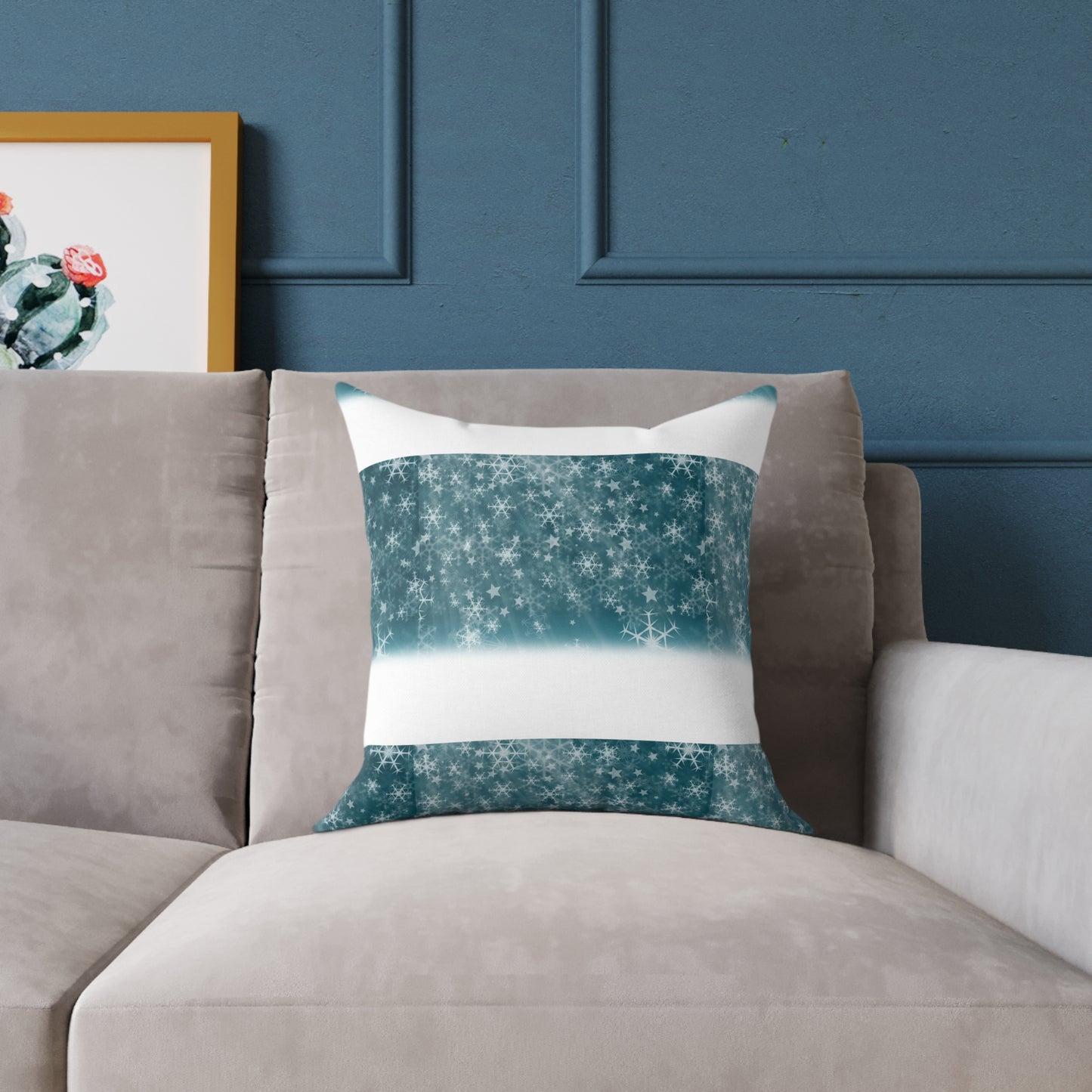 Starfield Stripe Square Pillow — Teal Sparkle Decorative Throw Pillow