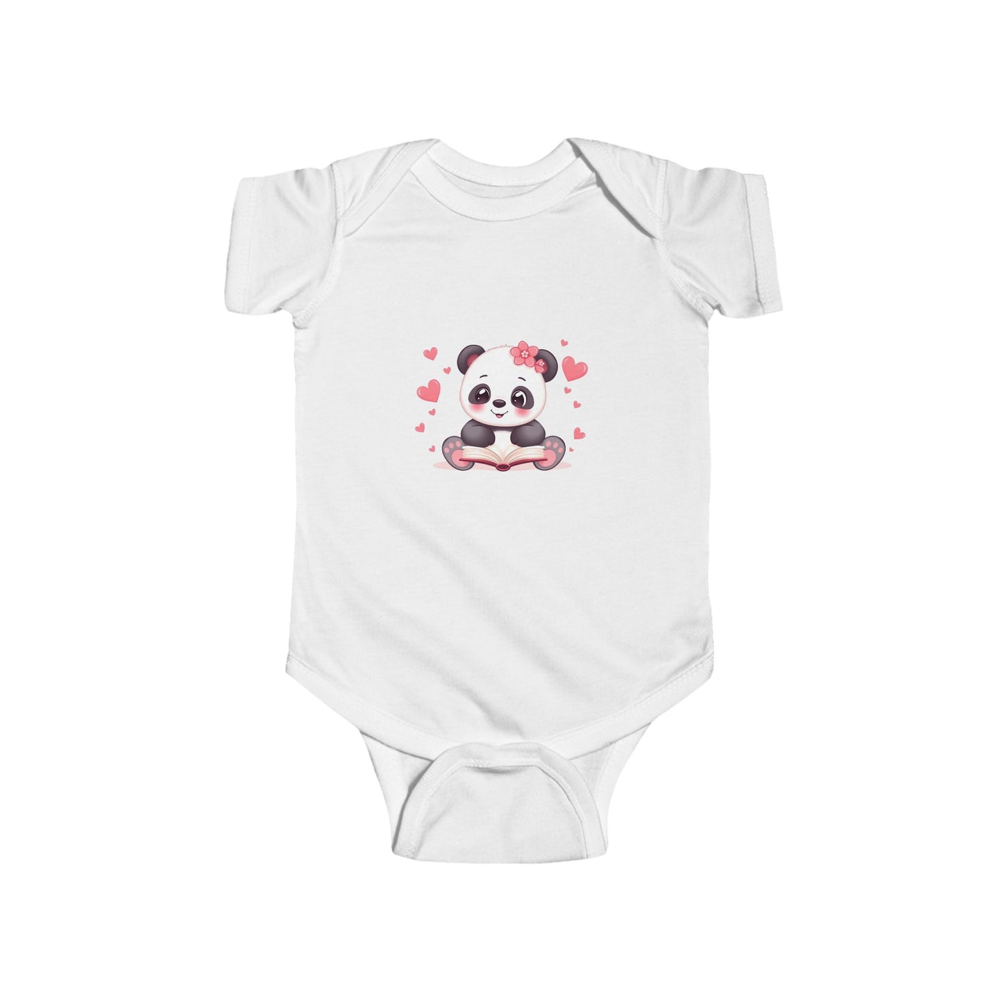 Panda Hearts Infant Bodysuit — Cute Pink Panda Baby Onesie