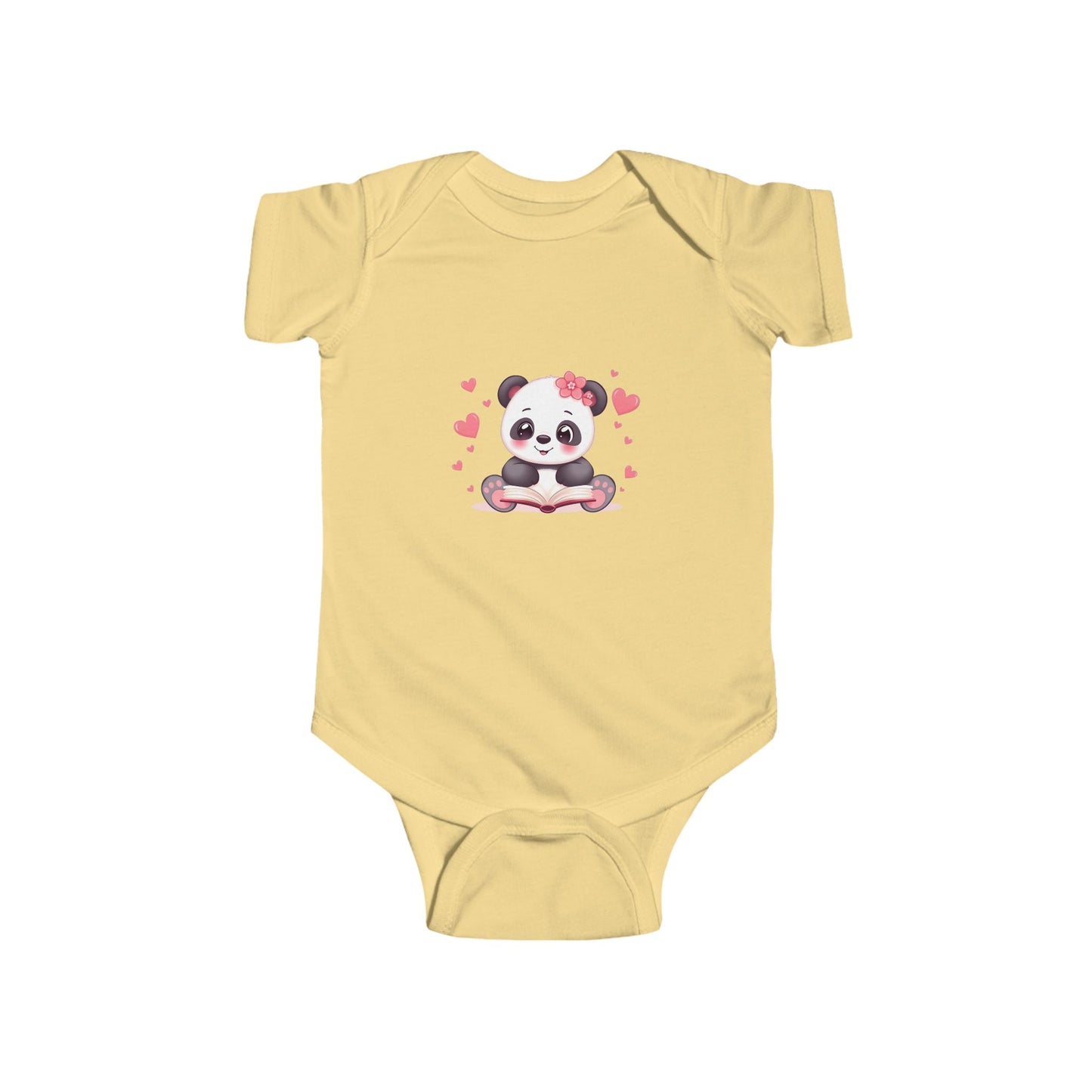 Panda Hearts Infant Bodysuit — Cute Pink Panda Baby Onesie