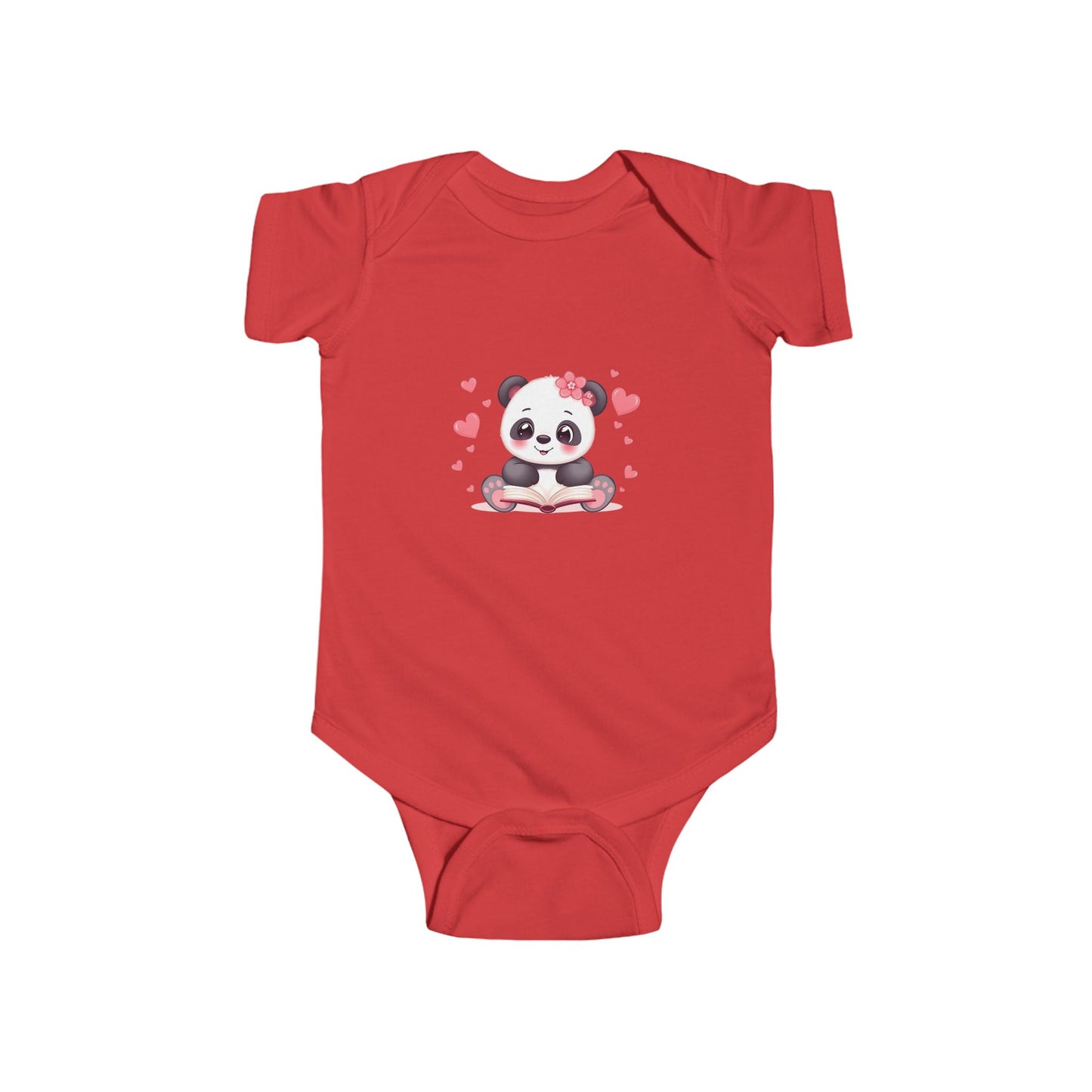 Panda Hearts Infant Bodysuit — Cute Pink Panda Baby Onesie