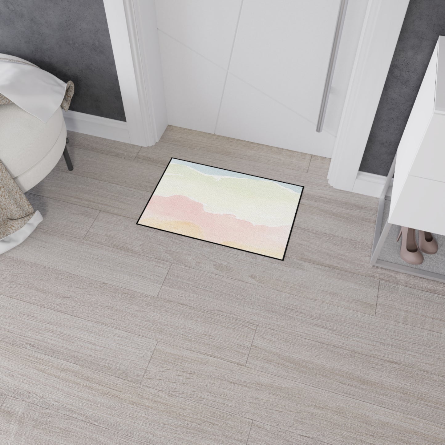 Pastel Watercolor Heavy Duty Floor Mat — Soft Ombre Entry Rug