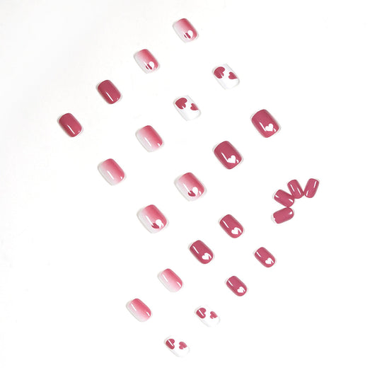 Raspberry graffiti peach heart nail patch fake nail wear nail art finished nail patch removable nail piece factory – Image 2