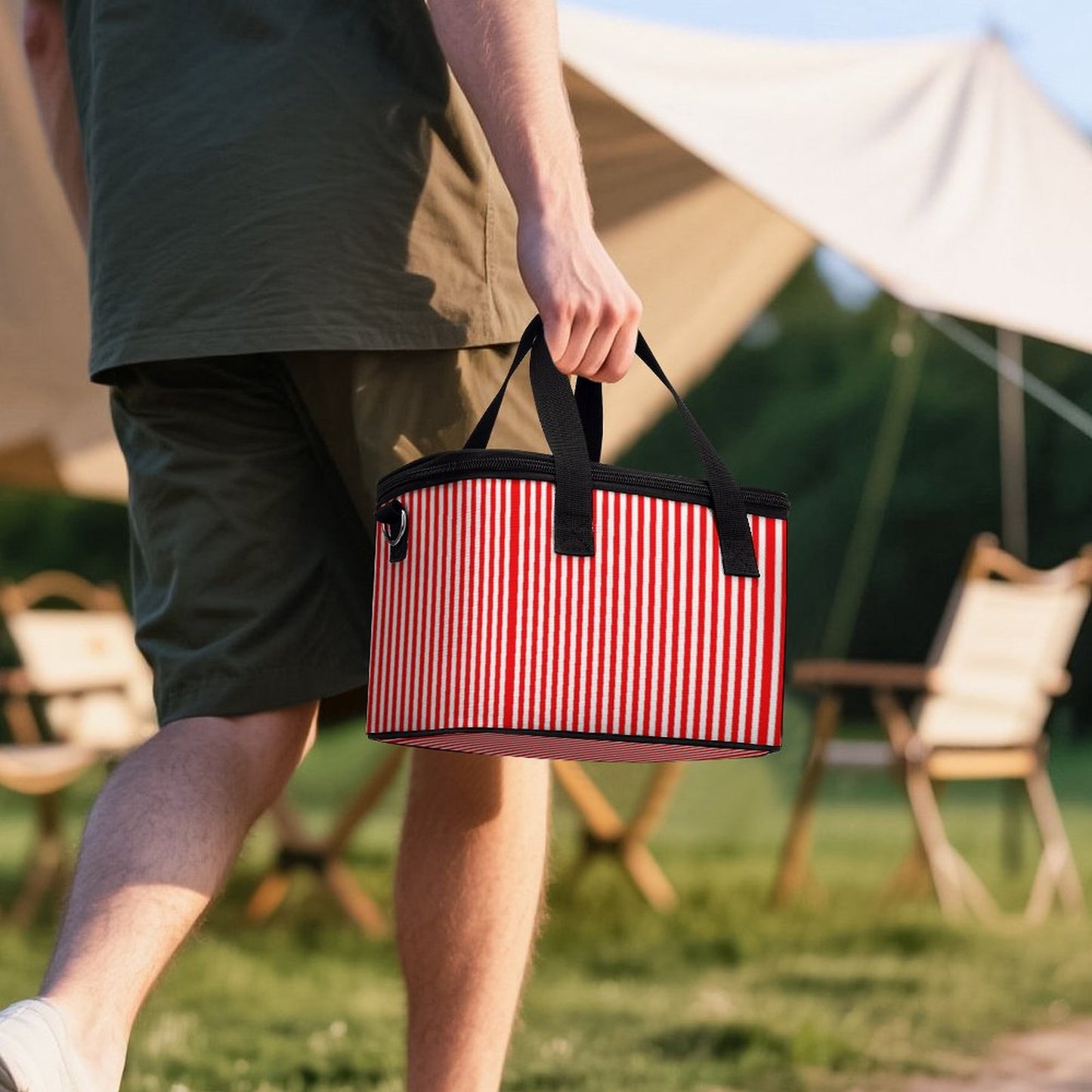 Portable Cooler/lunch bag  - Red and white