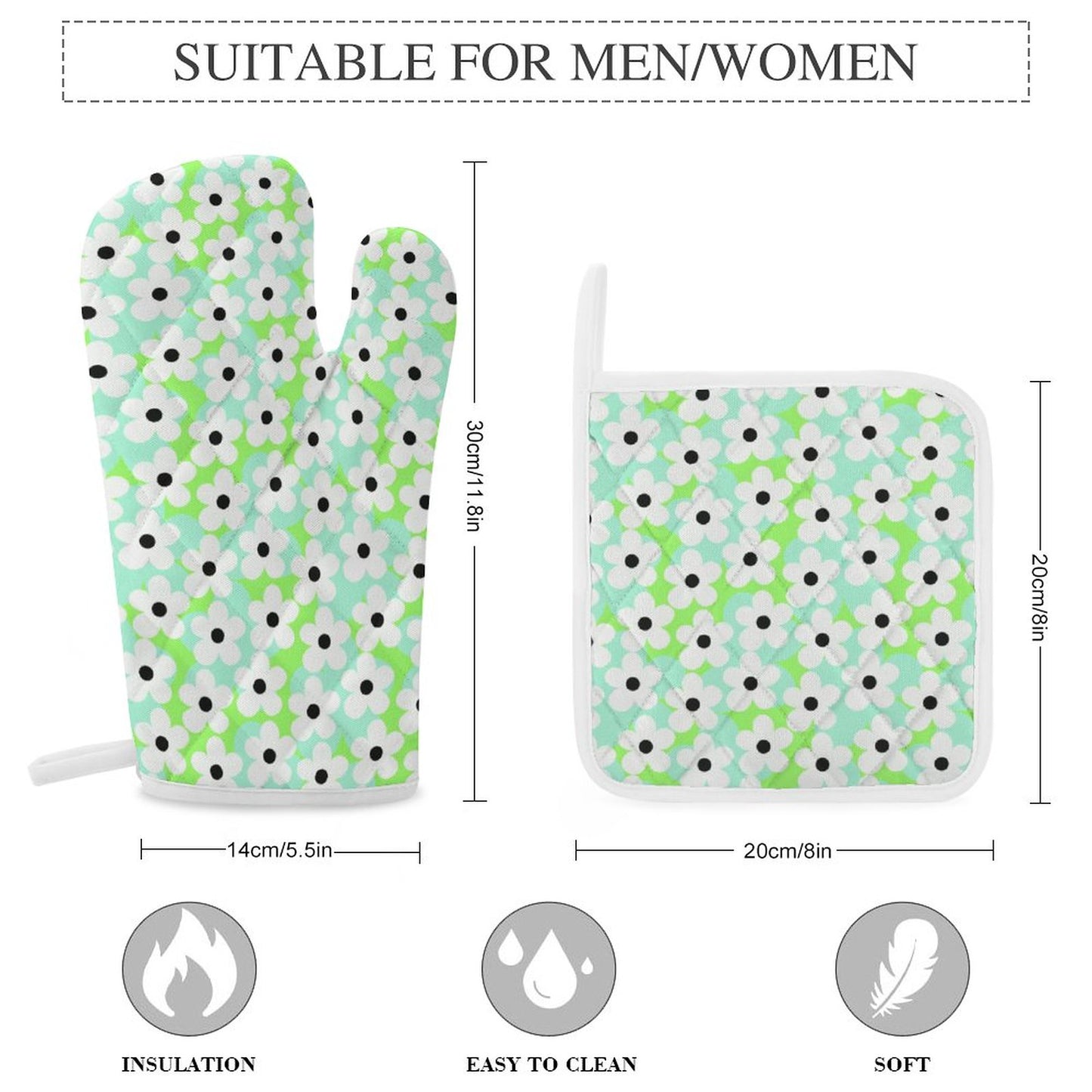 Oven Mitt & Pad Set of 3 - Daisy