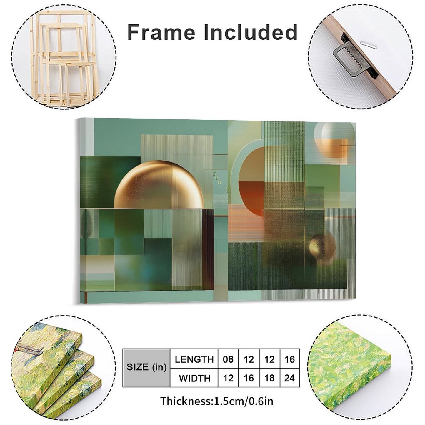 Vintage Framed Canvas Wall Art Print–Large Wood Frame for Living Room