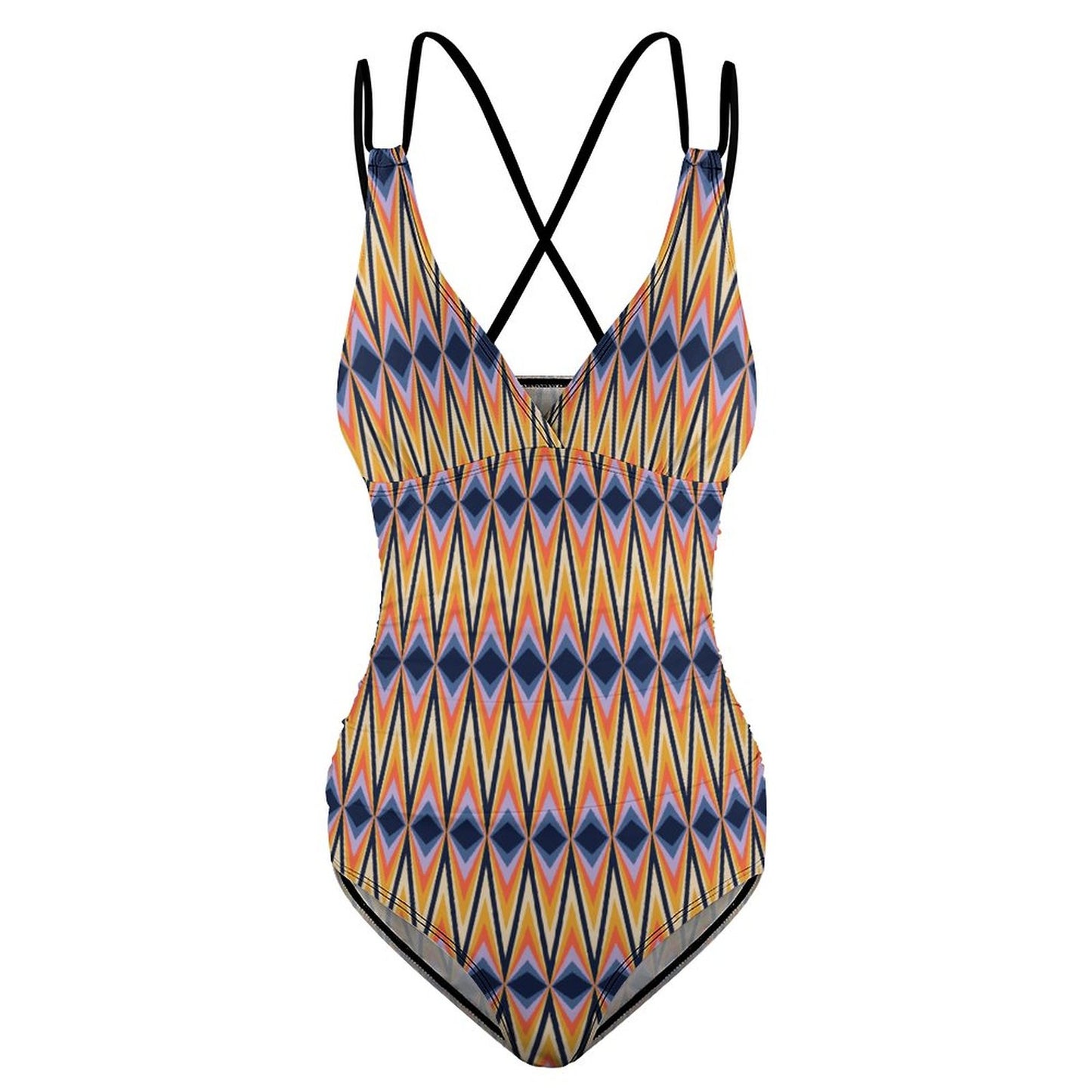Women's One Piece Swimsuit Tummy Control V Neck Swimwear Multicolor