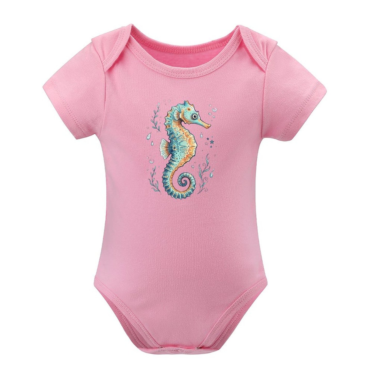 Short Sleeve Baby Romper - Seahorse