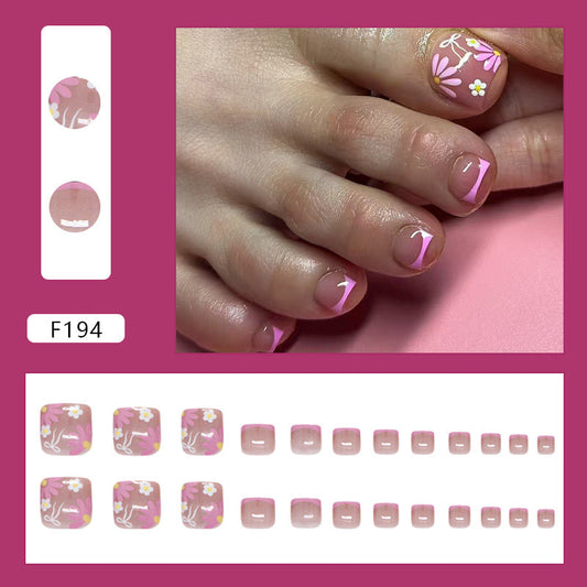 purpl small daisy bow Frnch Prss-on tonails nail finishd product rmovabl 24 pics 365nails – Image 2