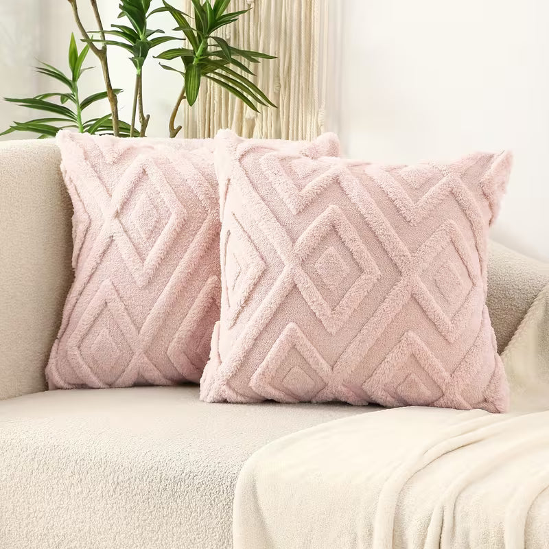 Boho Abstract Throw Pillow Covers, Soft Plush Home Cushion Covers Cases 18In X 18In Soft Fuzzy Home Decorative Cushion Cases
