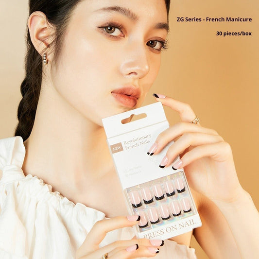 30 pcs French advanced wearing nail wide nail cross-border hot-selling nail art finished product wholesale false nails