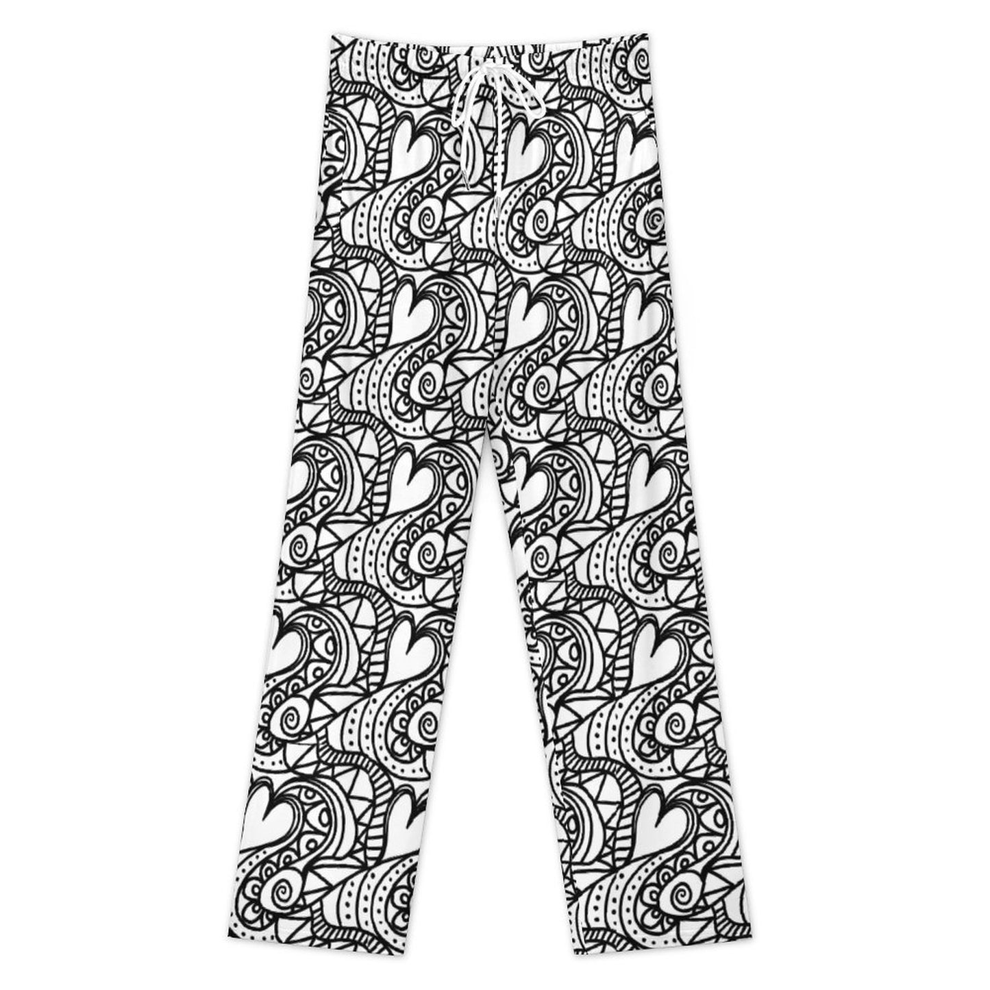 Faux Cotton Drawstring Women Wide Leg Pajamas Pants