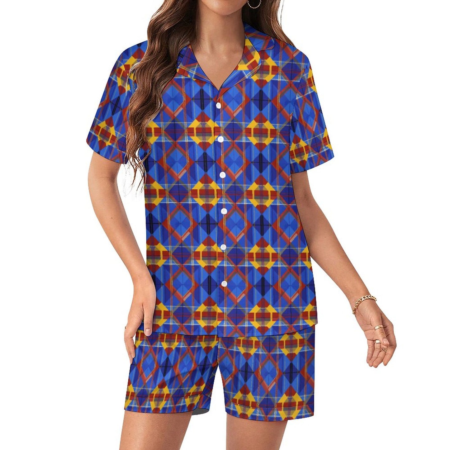 Worn-effect Fabric Women Satin Pajama Set