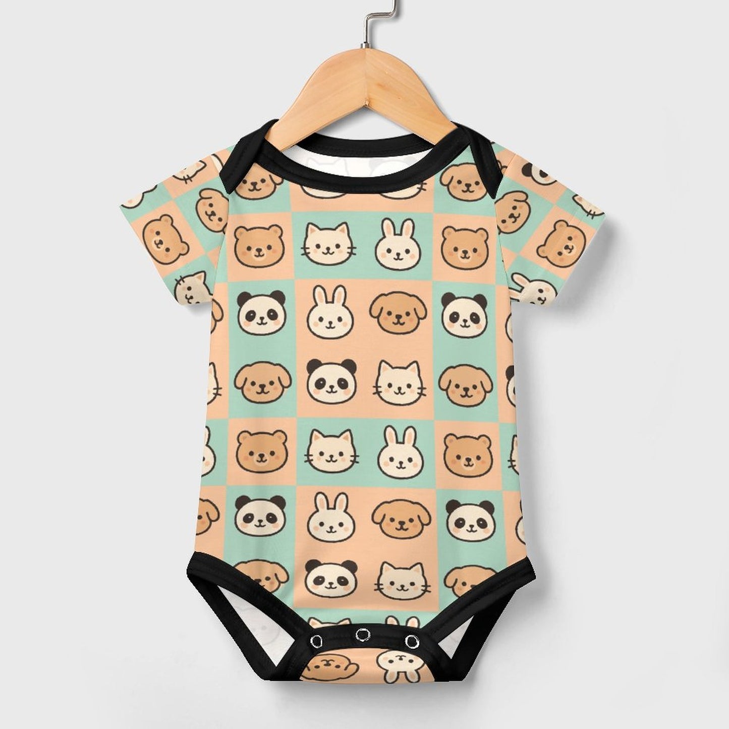 Faux Cotton Short Sleeve Baby Romper cutie animals