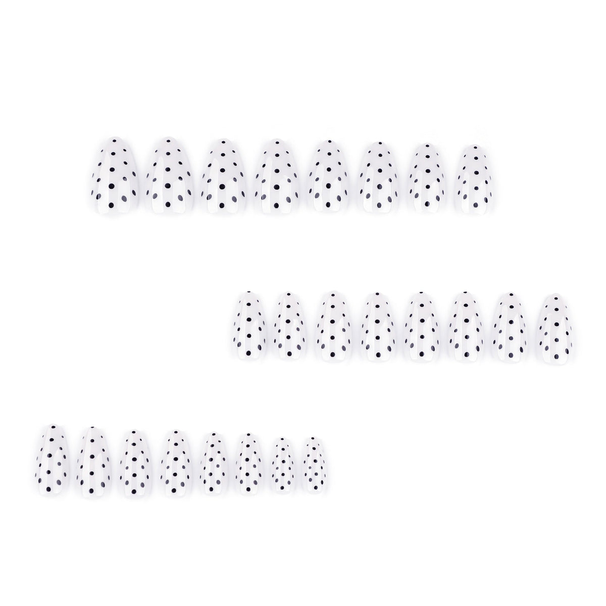 Black dots almond on white background press-on nails – Image 2