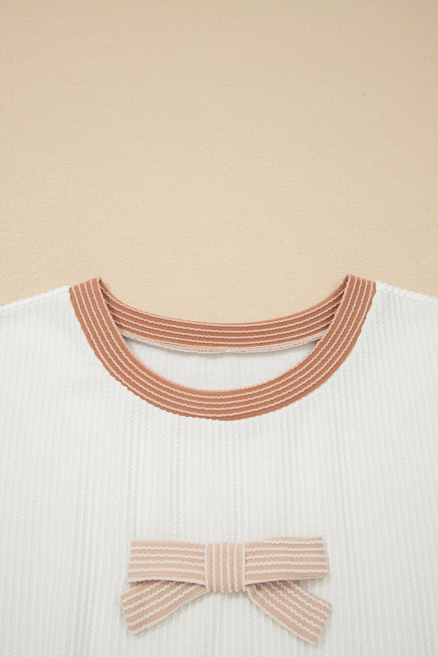 Bowknot Applique Plus Size Ribbed Top
