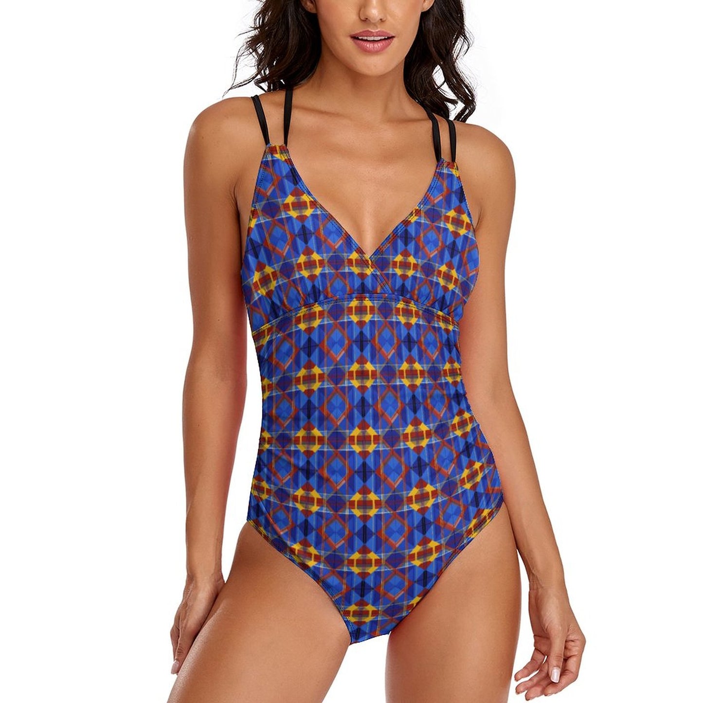 Women's One Piece Swimsuit Tummy Control V Neck Swimwear