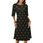 Round Neck 3/4 Sleeve Long Dress