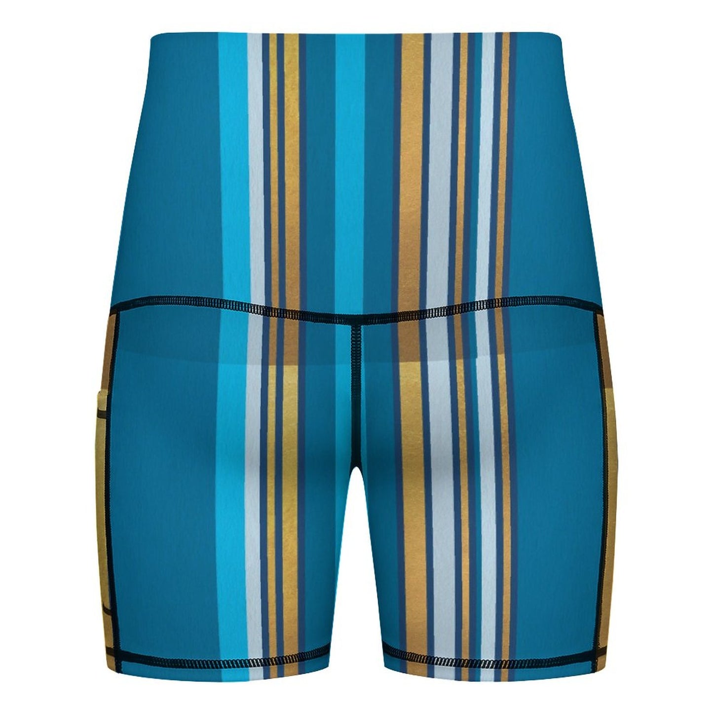 Pregnancy Yoga Shorts Blue Stripes