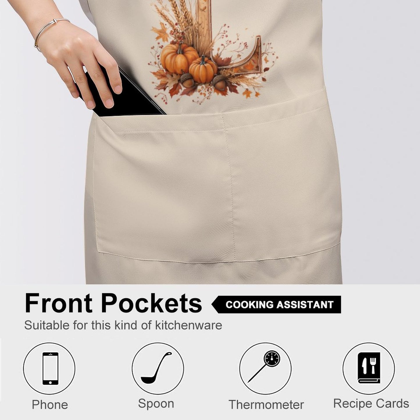 Adult Apron with Pocket - Thanksgiving Apron - Letter L