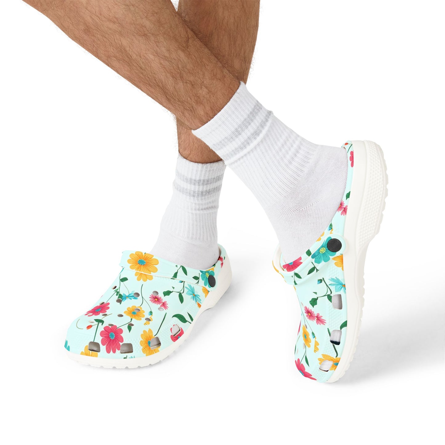 Floral Garden Clogs / Croc— Lightweight Flower Print Comfort Shoes