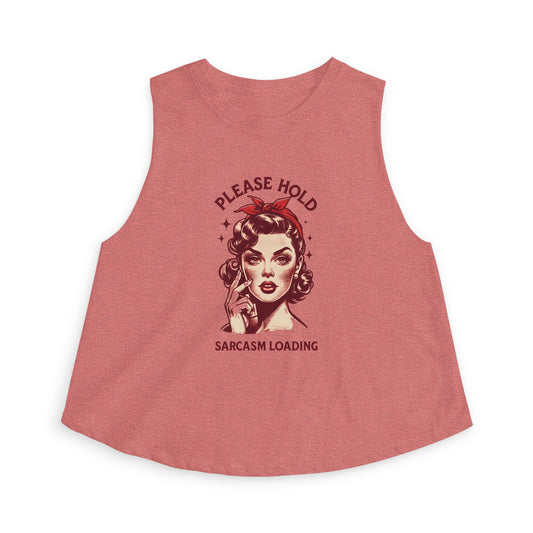 Women's Crop Top — 'Please Hold, Sarcasm Loading' Retro Pin-Up Tank