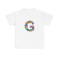 Floral Initial Unisex Tee - Personalized Gift, Casual Summer Wear, Birthday Present, Eco-Friendly Tee, Customizable Clothing