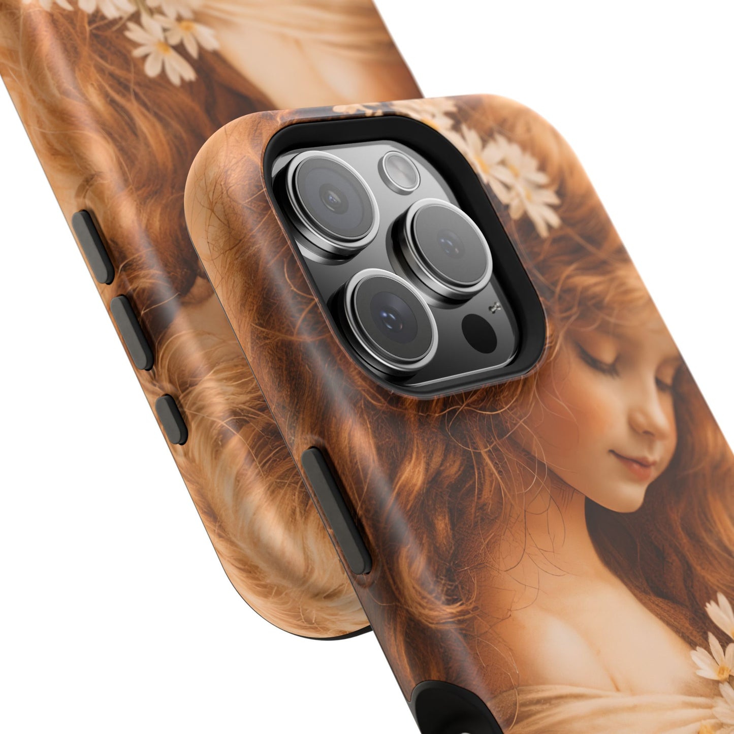 Vintage Floral Girl Magnetic Impact Phone Case — Protective iPhone Cover with Sepia Art