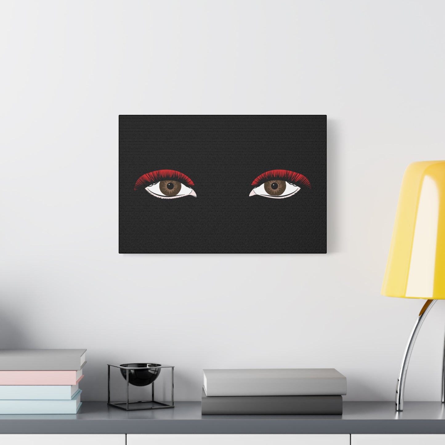 Red Lashes Wall Art Canvas — Glam Eyes Makeup Decor