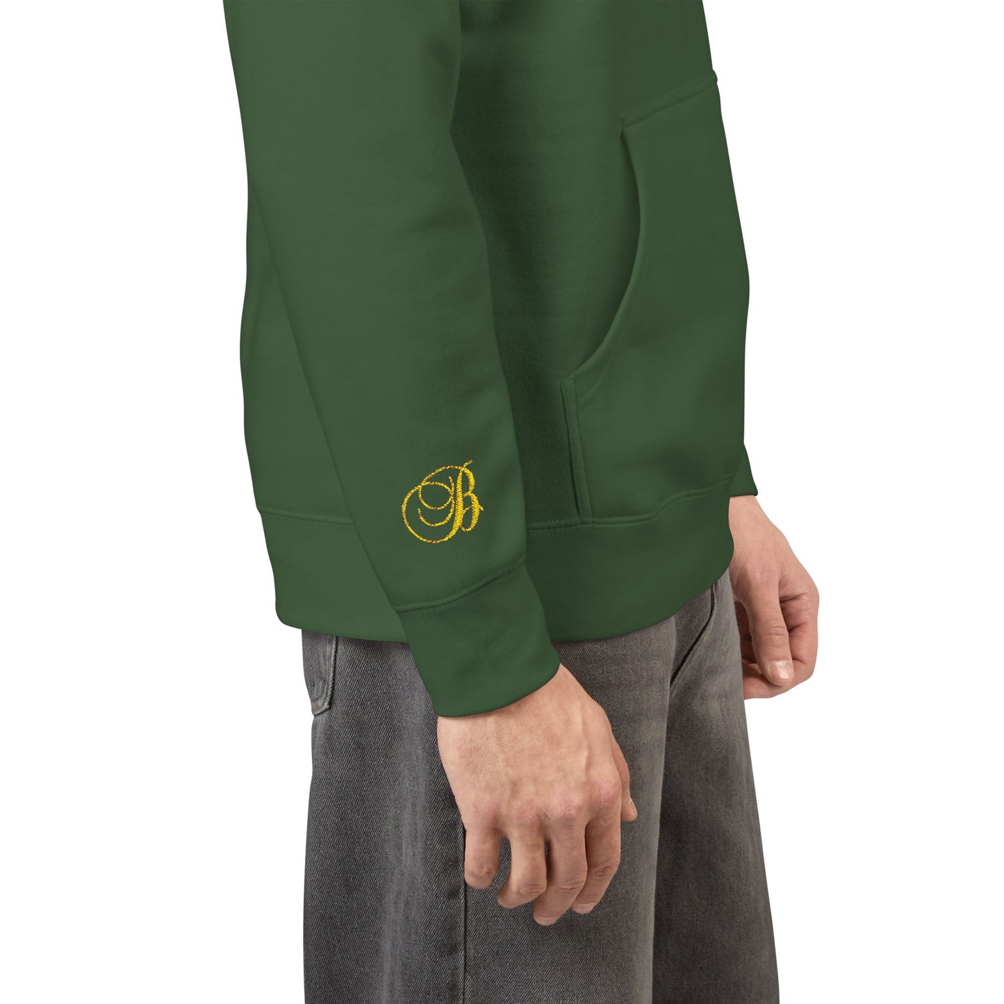 Coral Gold Floral Initial Hoodie — Monogram 'B' Casual Pullover