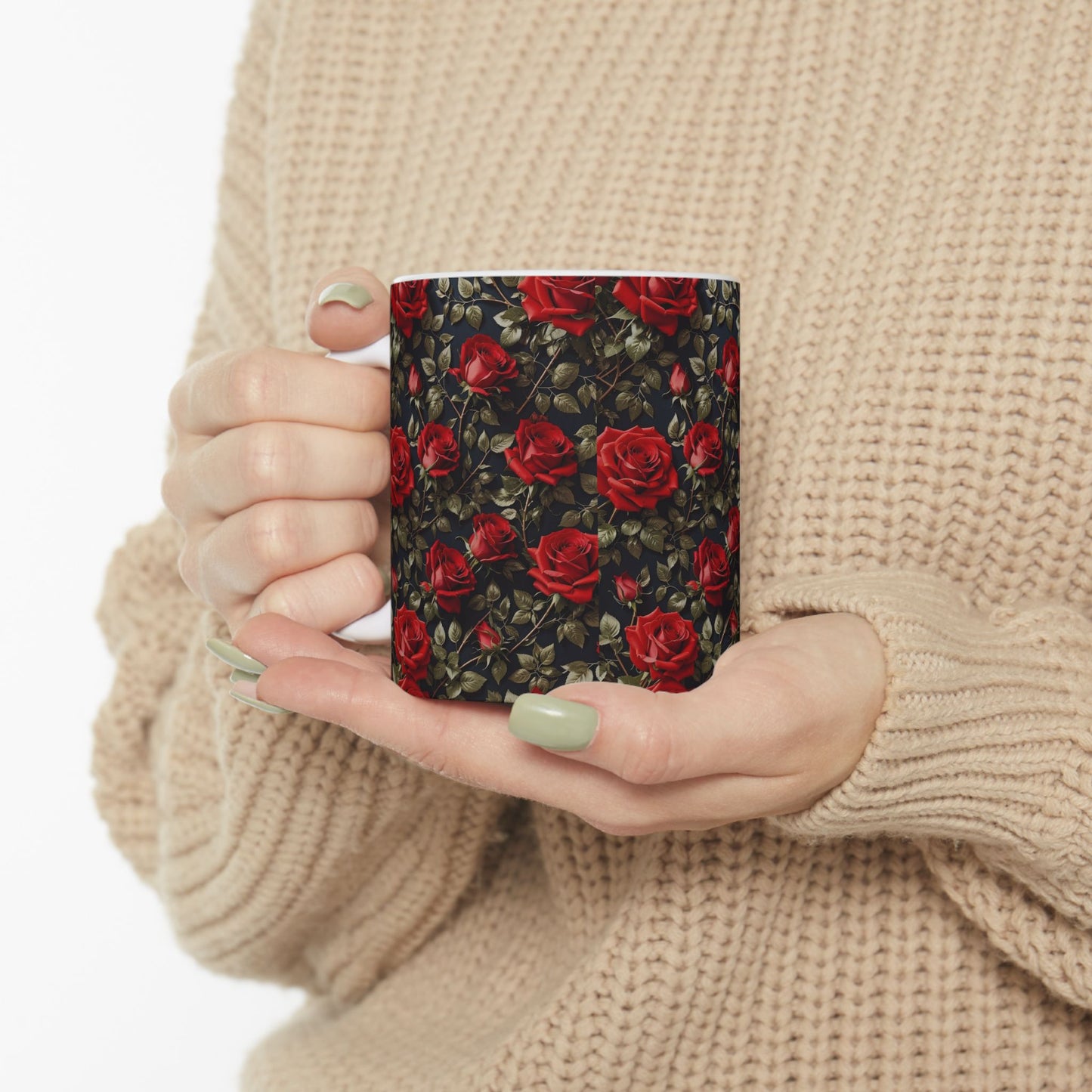 Elegant Floral Ceramic Mug with Roses | Perfect for Gifts, Valentine's Day, Mother's Day, Kitchen Decor, Tea Lovers