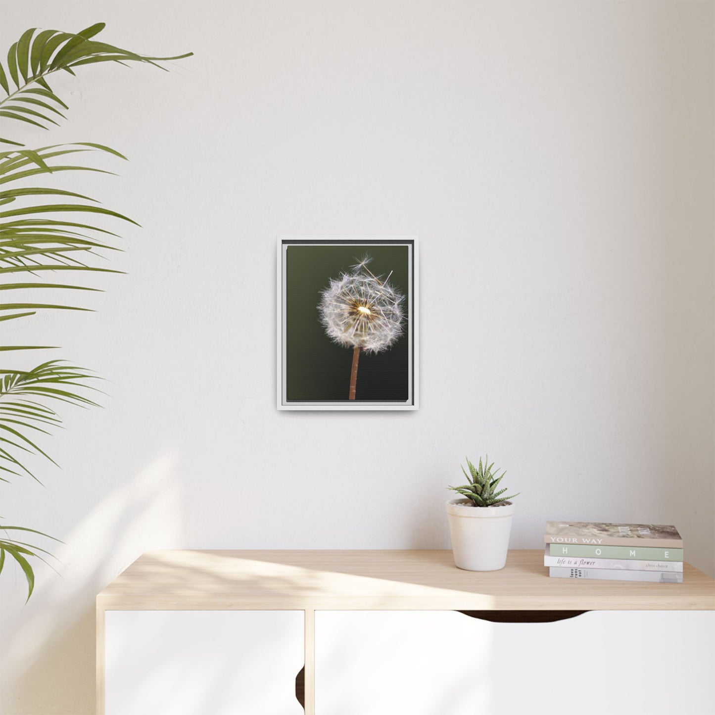 Framed Dandelion Canvas Print — Matte Botanical Wall Art