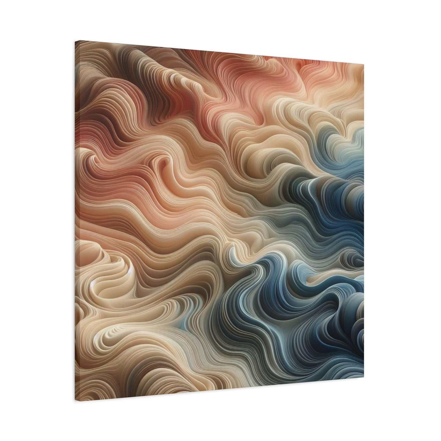 Abstract Swirl Matte Canvas Wall Art — Fluid Earth Tones, Stretched 1.25"