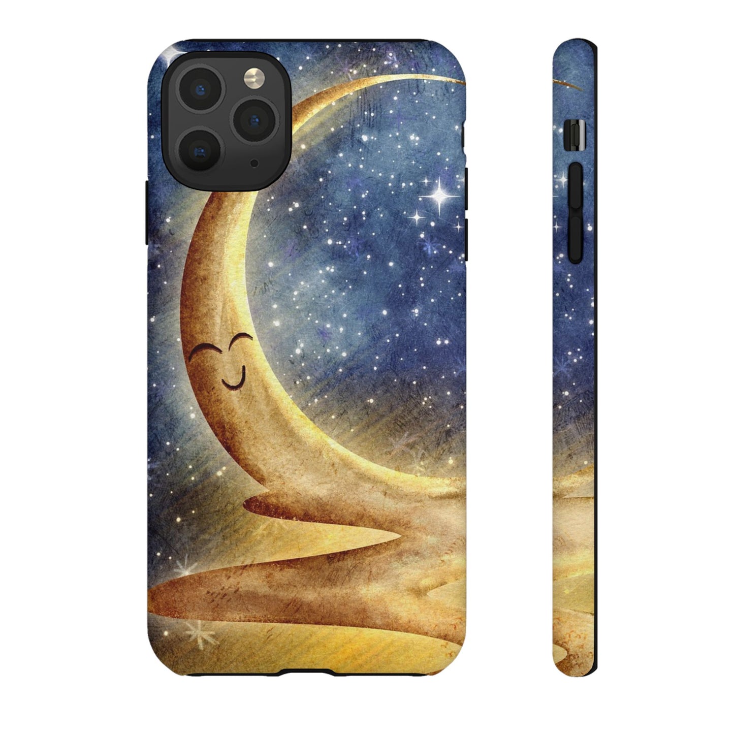 Moonlit Smile Phone Case — Starry Night Crescent Moon iPhone Cover